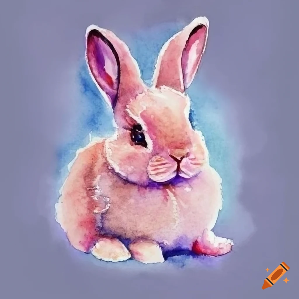 Watercolor of an adorable baby bunny in soft colors on Craiyon