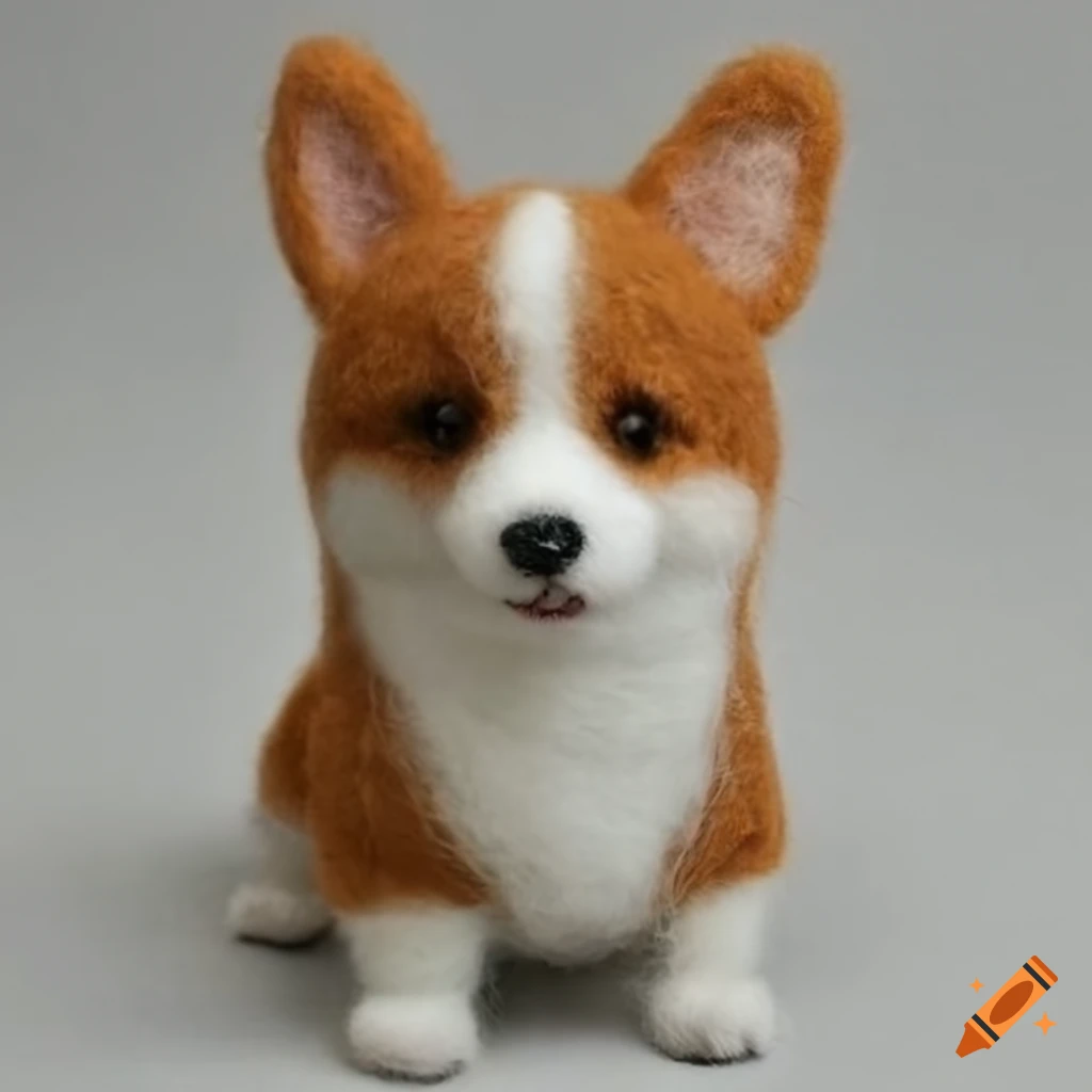 felted wool corgi sculpture