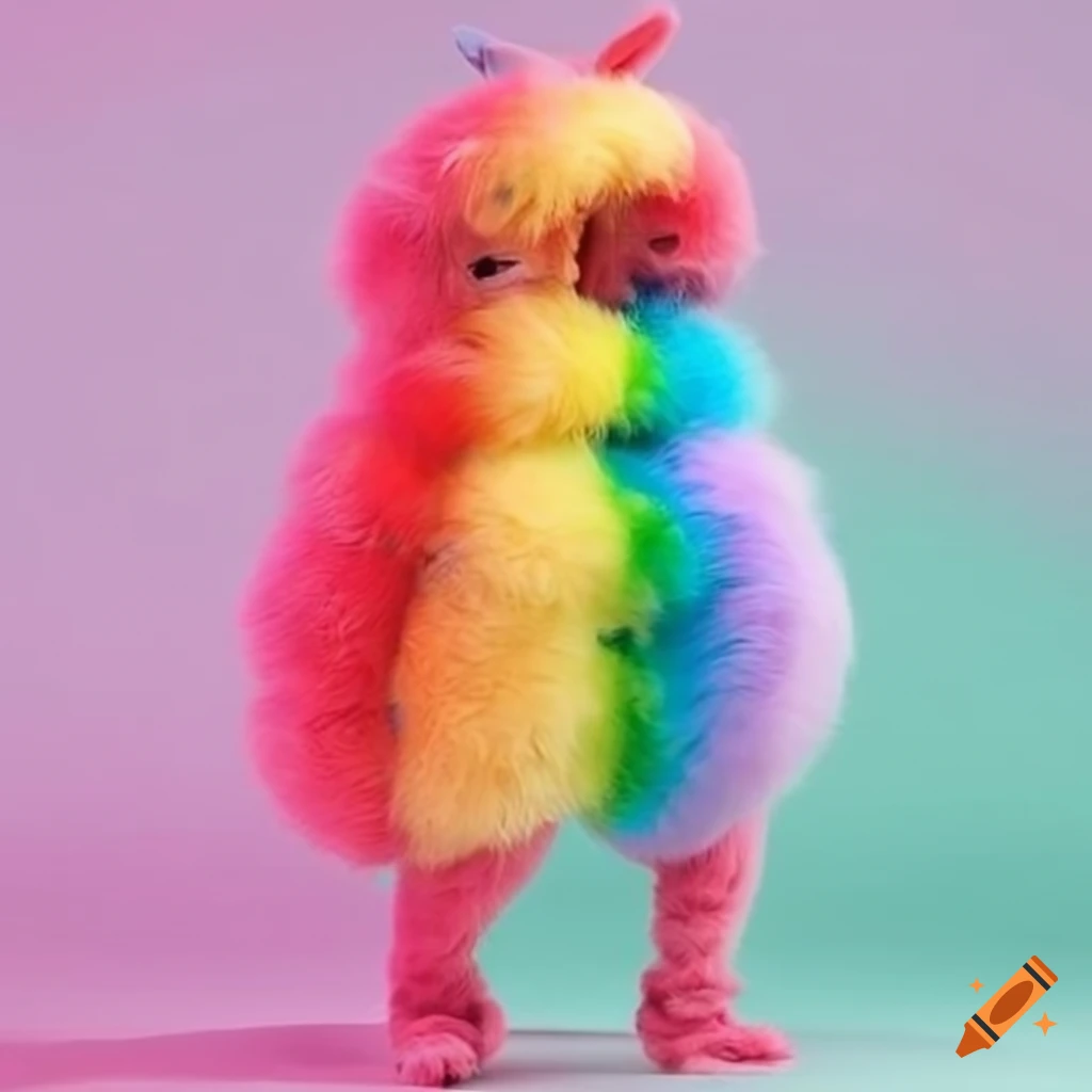 Fluffy rainbow onesie on Craiyon