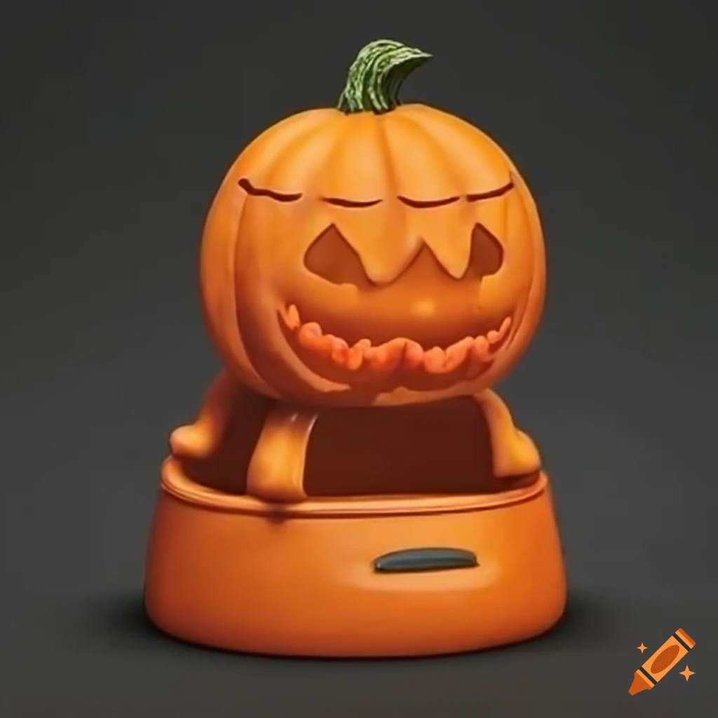 humorous pumpkin on a toilet
