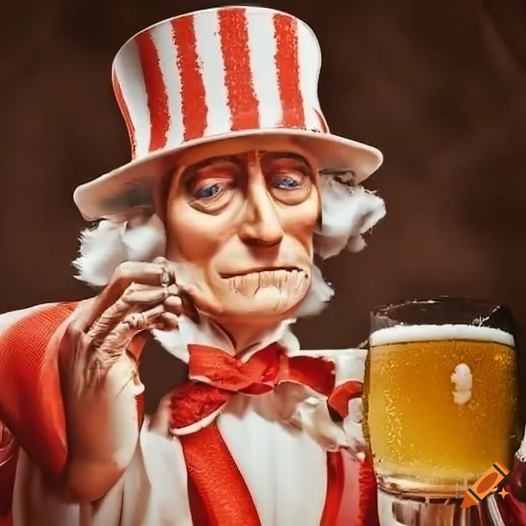 Uncle Sam recruiting with a beer