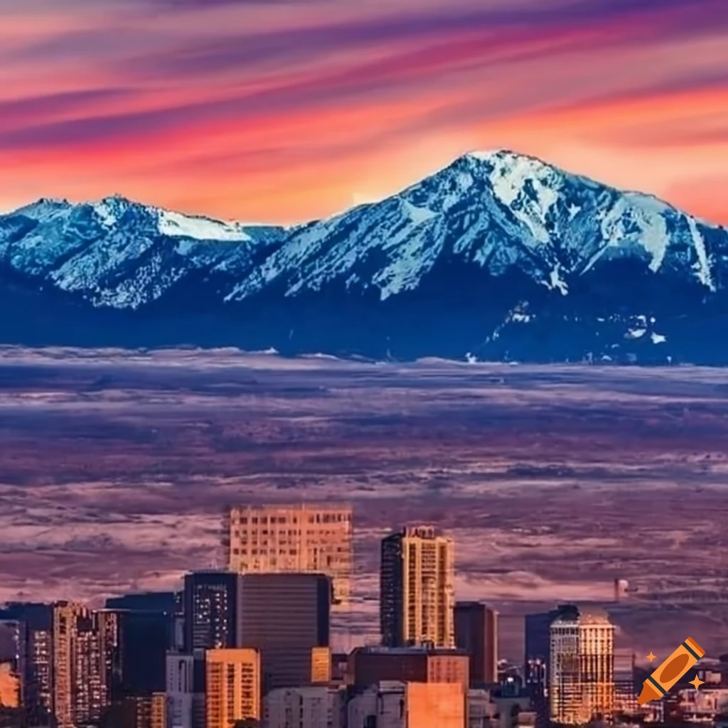 Panoramic view of denver city and rocky mountains on craiyon