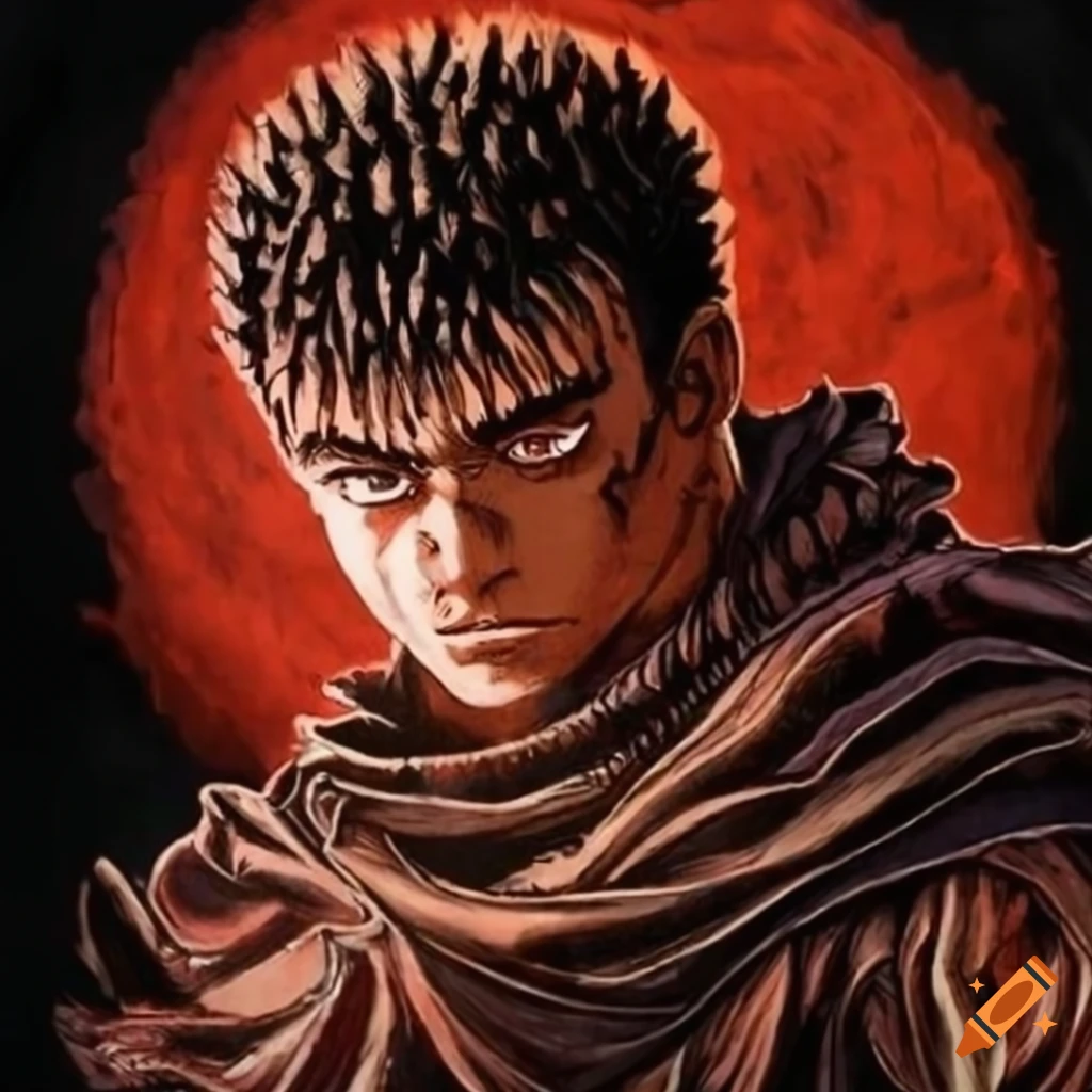 Guts character of berserk manga, manga panel, tattoo, blackwork, dark, dark  knight, black and white, manga on Craiyon
