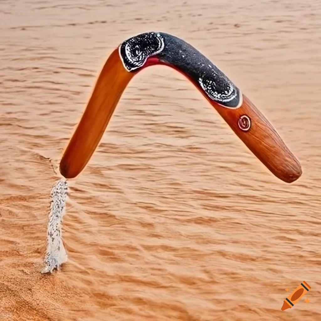 aboriginal art of a boomerang on a beach