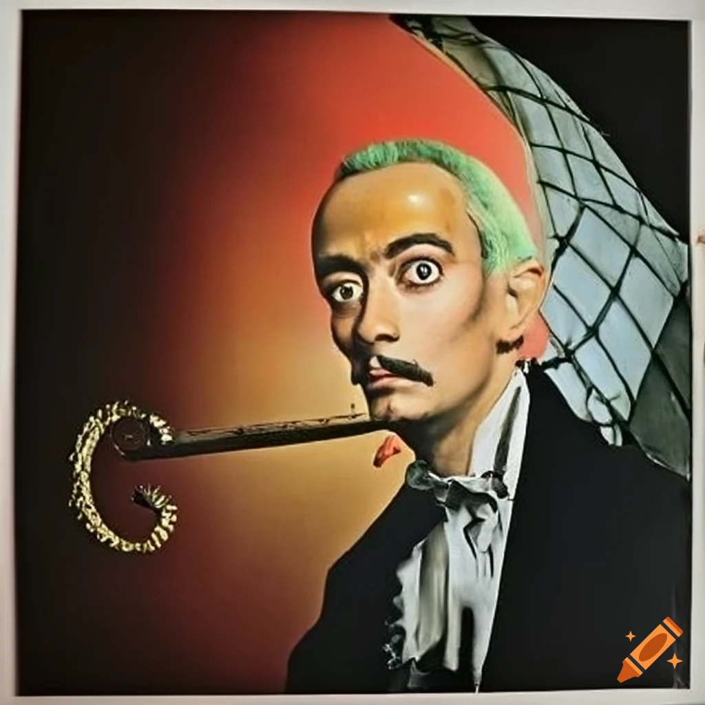 victorian painting of Salvador Dali with umbrella