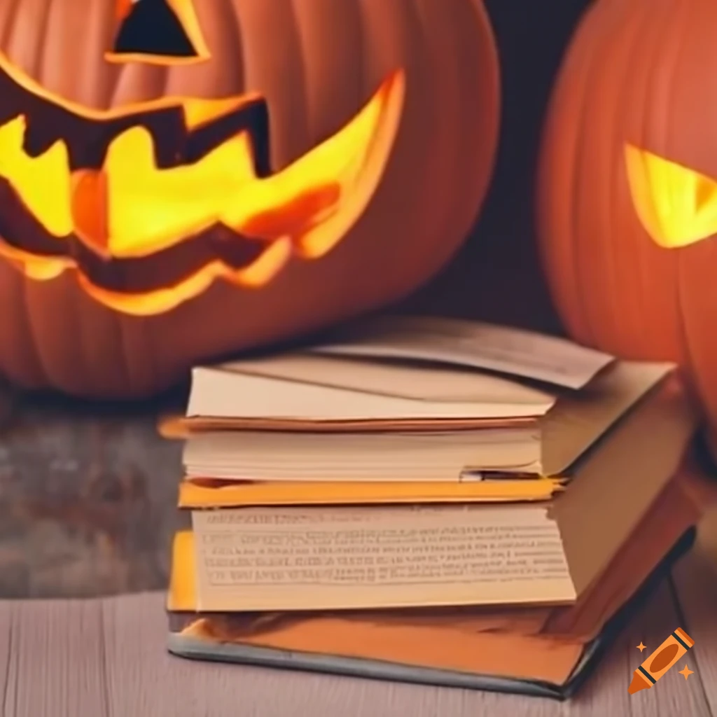adorable jack-o-lantern reading a book