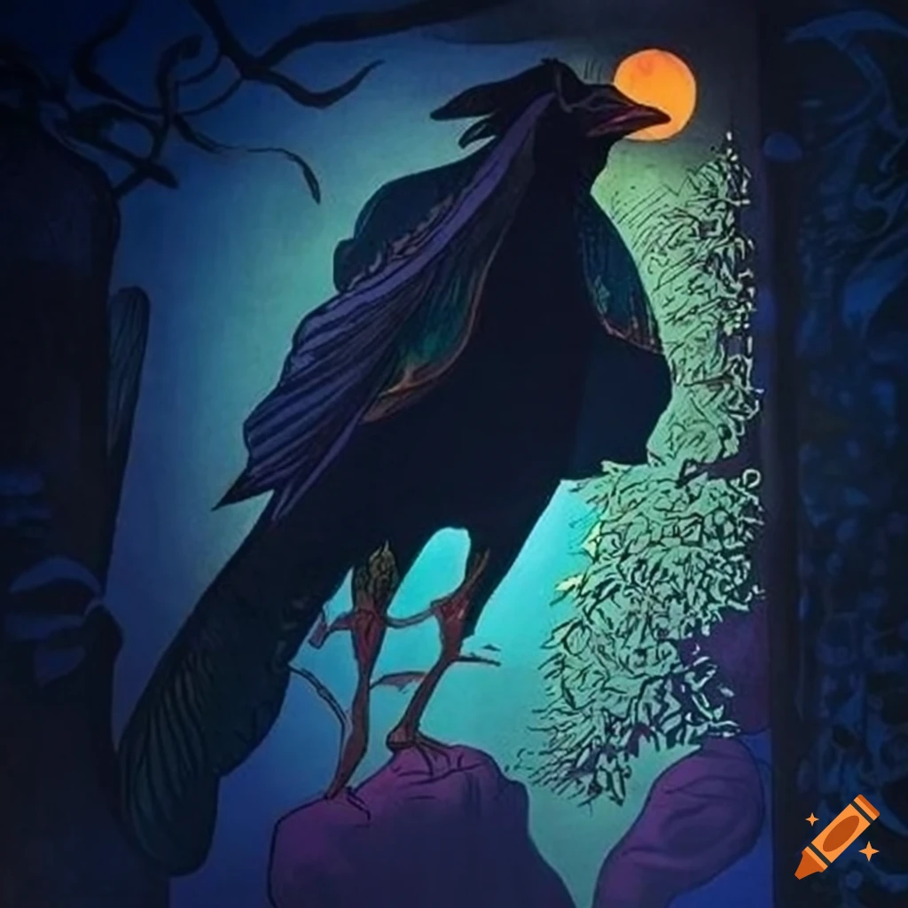 illustration of a mystical Curandera Raven and elegant Mother Goose