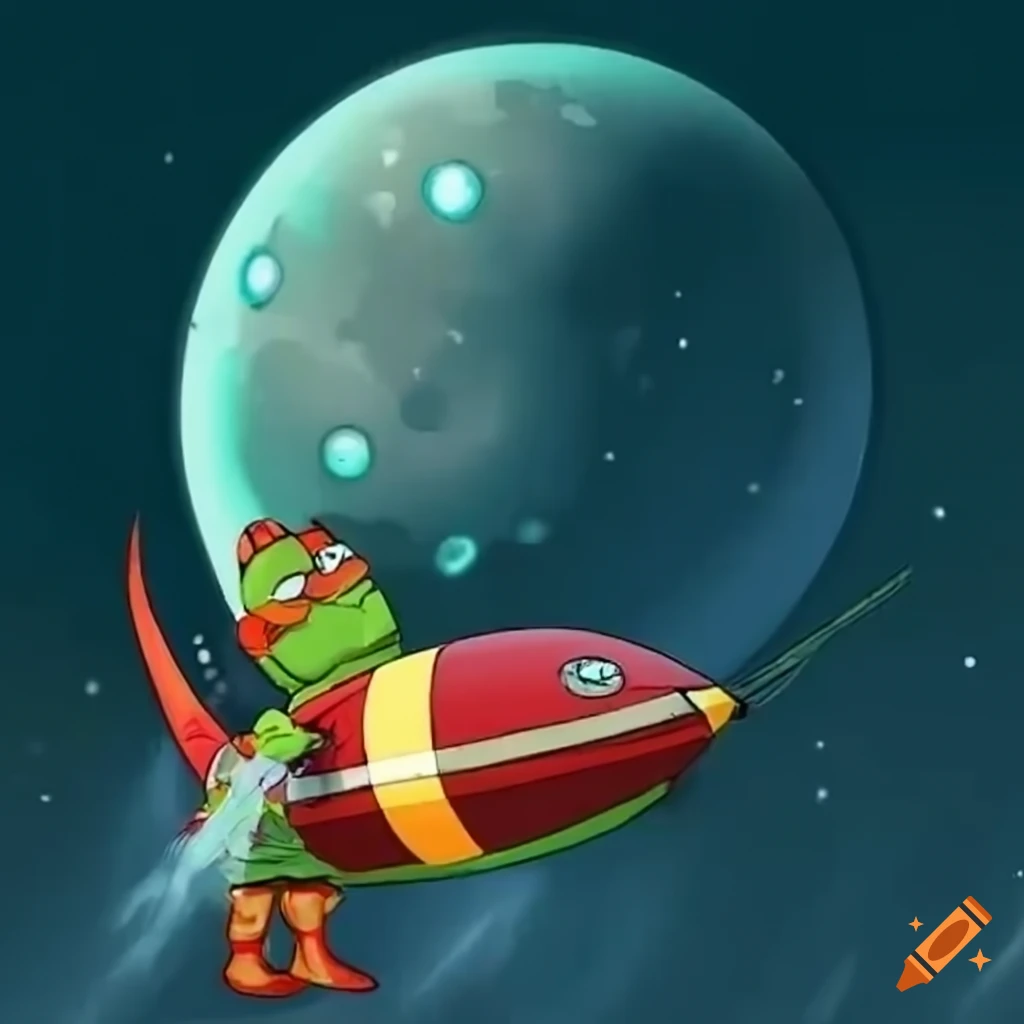 satirical image of Pepe the frog going to the moon