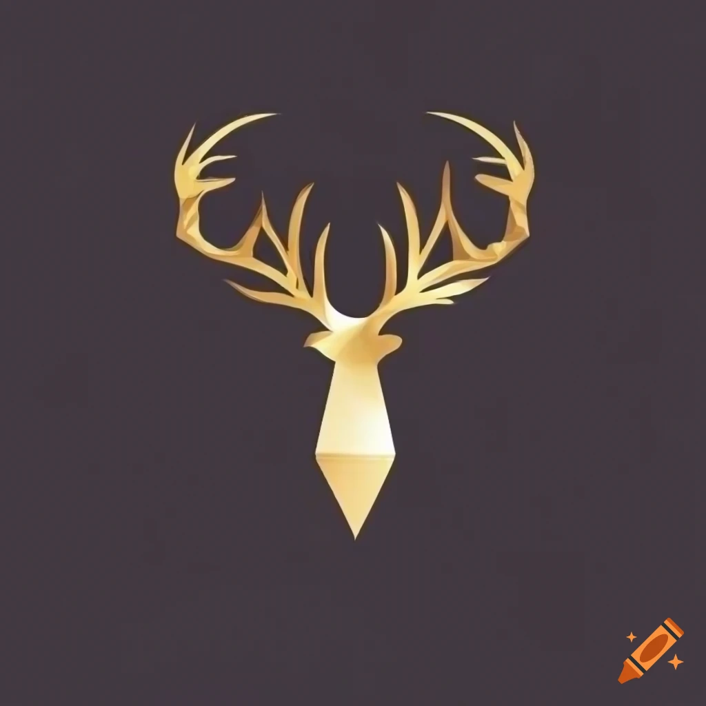 golden and black vector logo of a deer