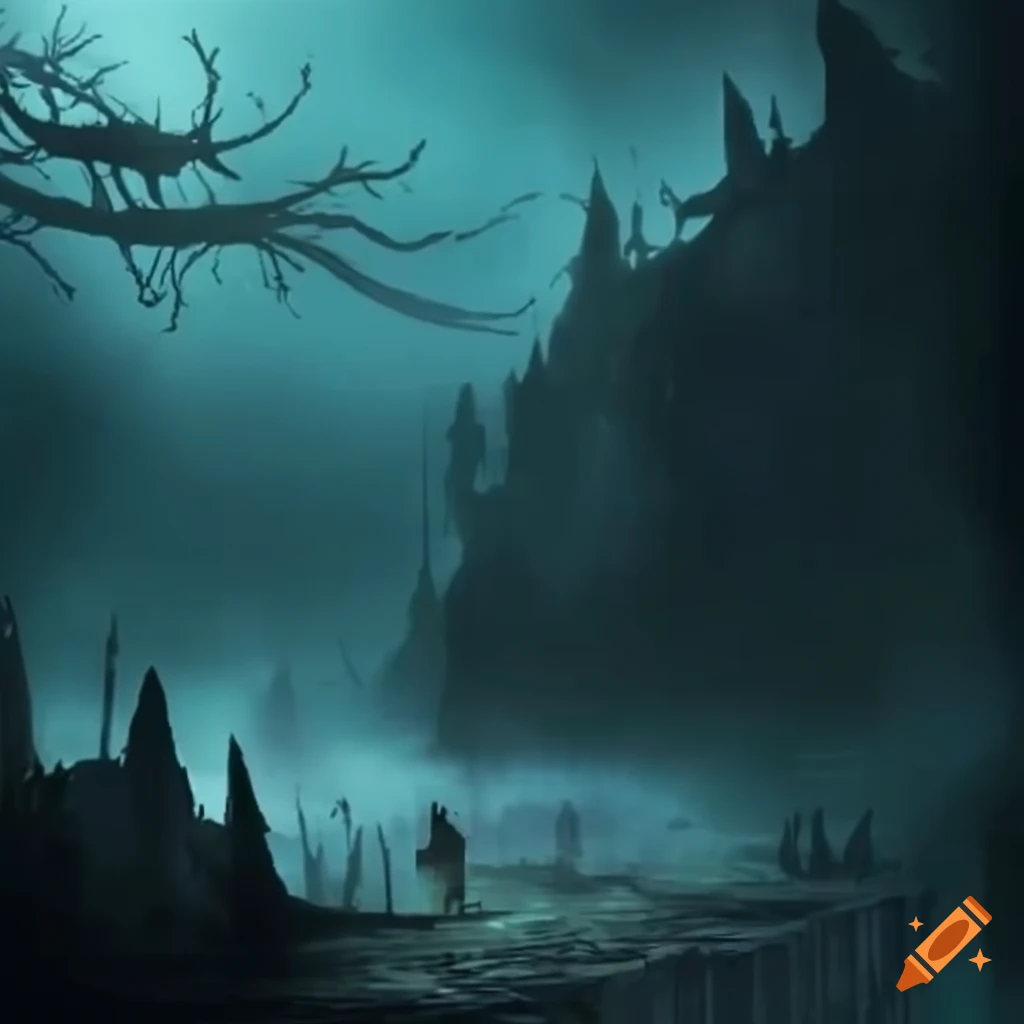 Image Of A Misty Dark World With Rivers On Craiyon