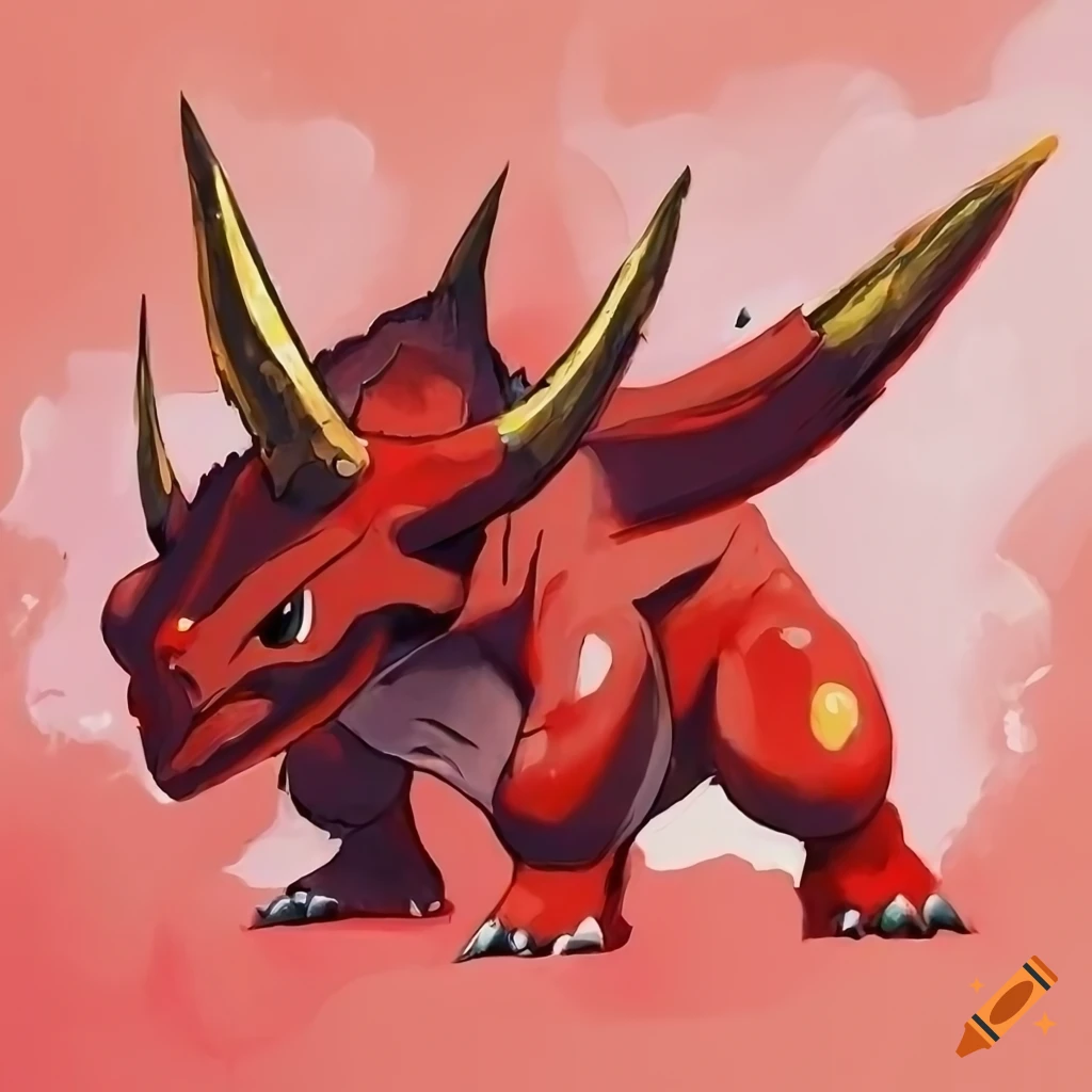 Create a dragon type pokemon with colors red green blue black and red dragon-ice  20 meters