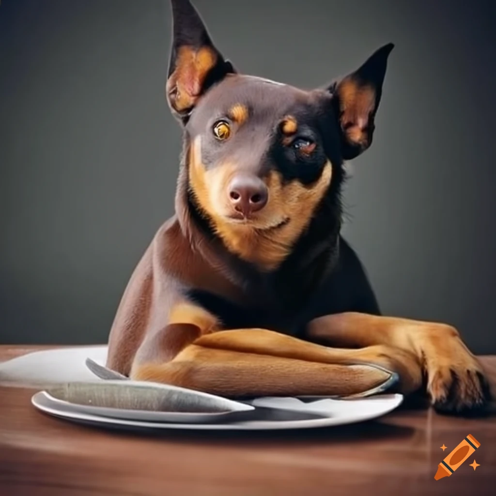 Kelpie dogs sitting at the table