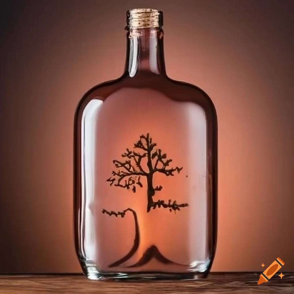 gin bottle with embossed redwood tree design
