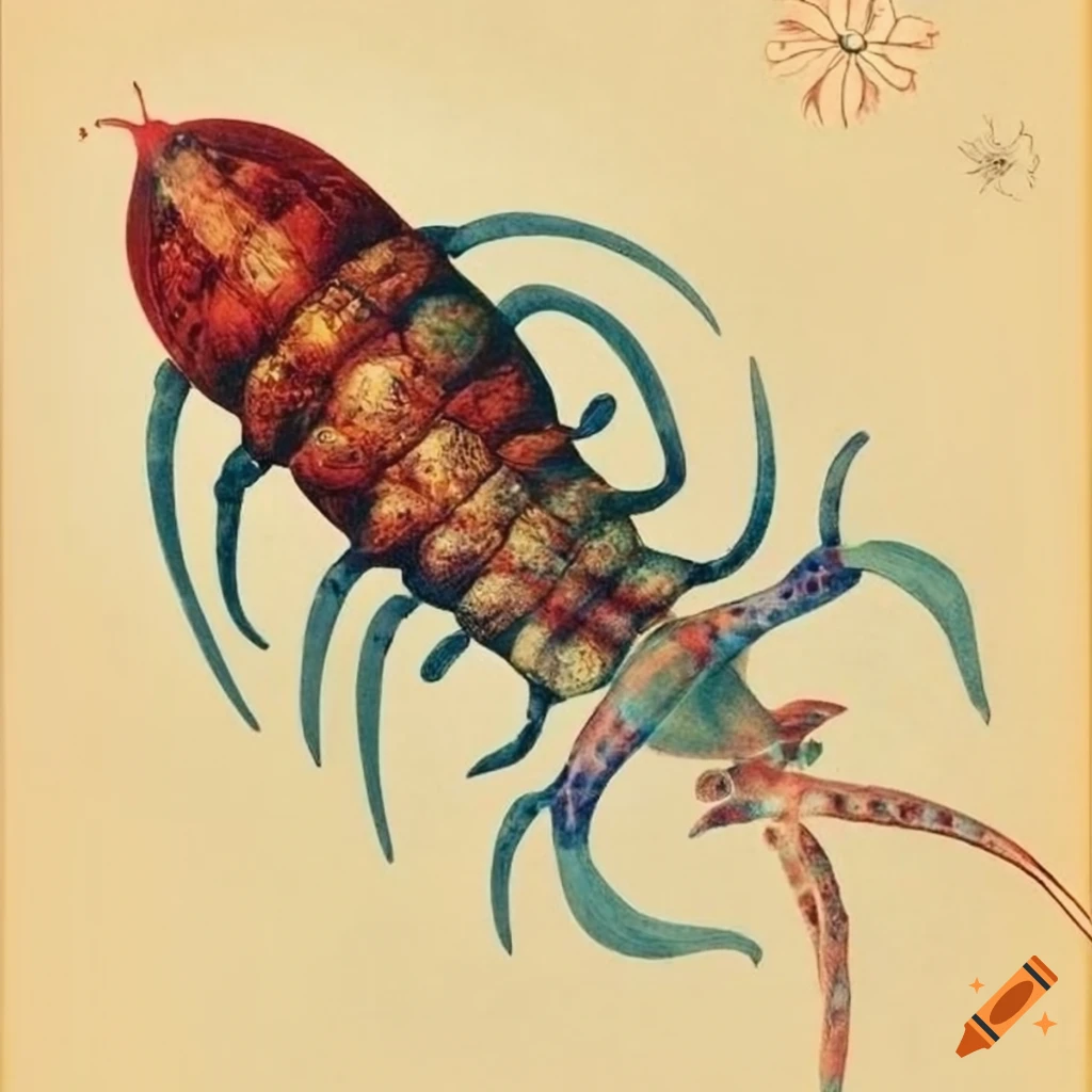 vintage poster of a copepod