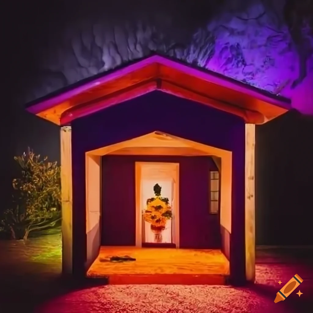 fachada de una casa moderna con temática del Día de Muertos