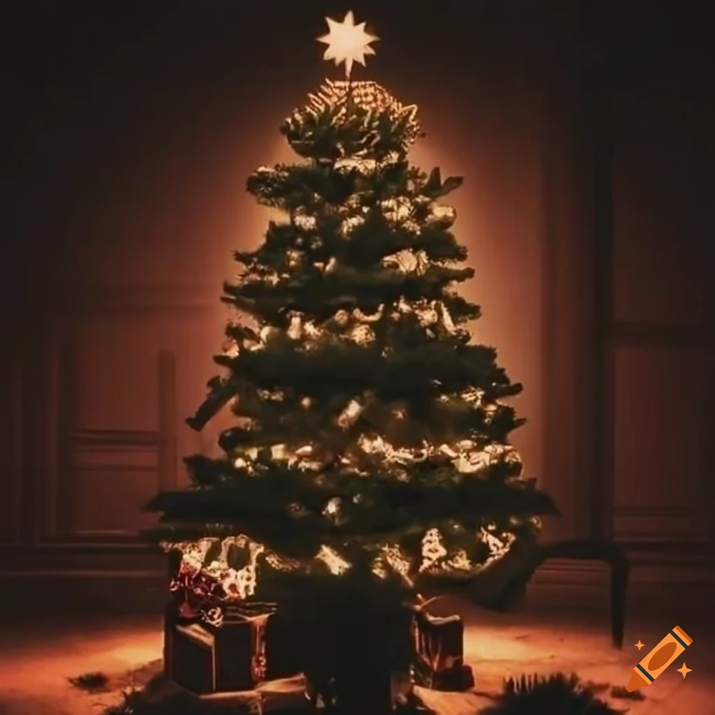 moody lighting with a christmas tree