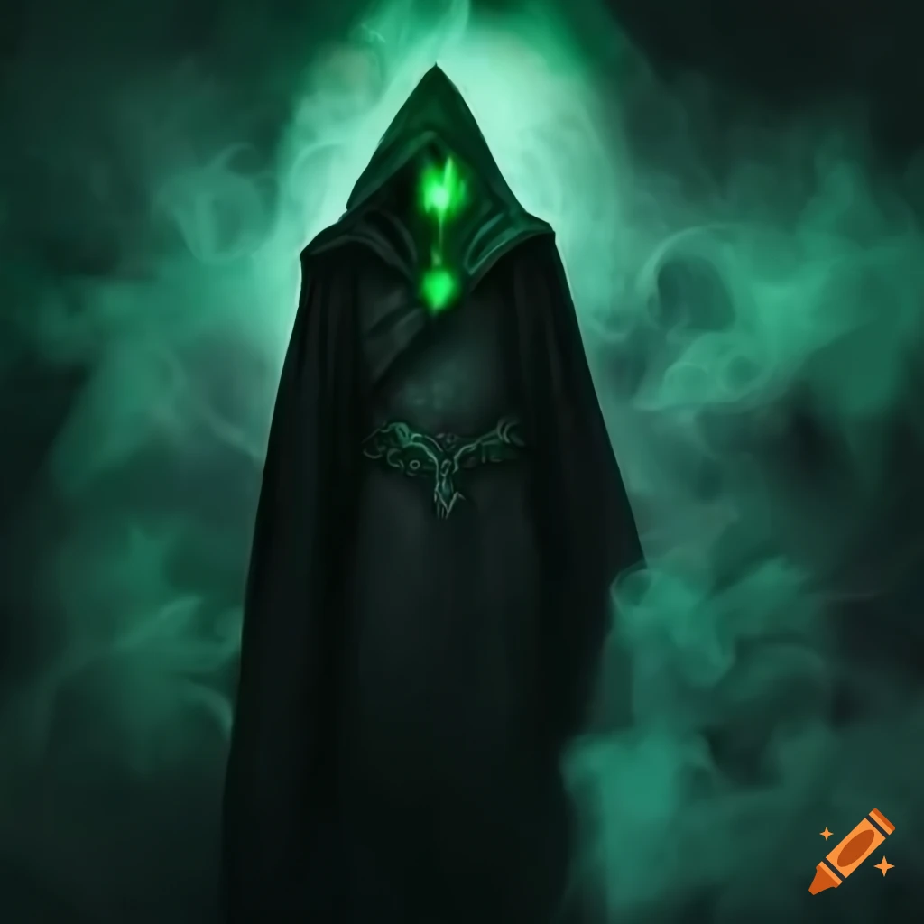 Sorcerer With Glowing Green Eyes In A Dungeon On Craiyon