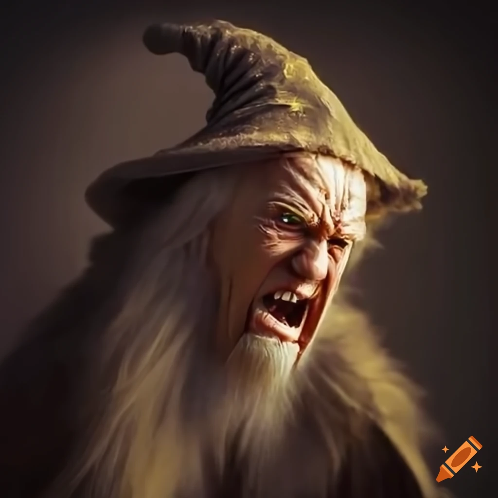 image of an angry wizard with glowing eyes