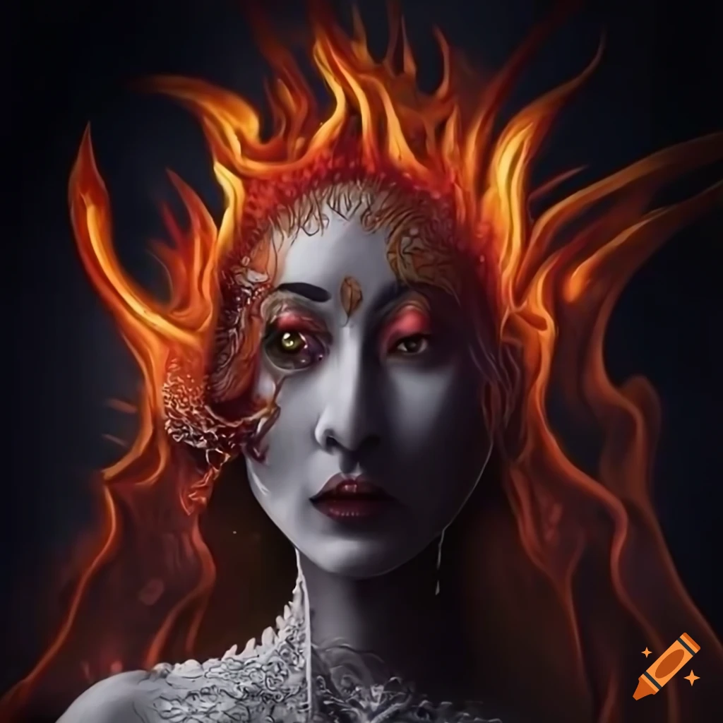 illustration of a mythical creature rising from the flames