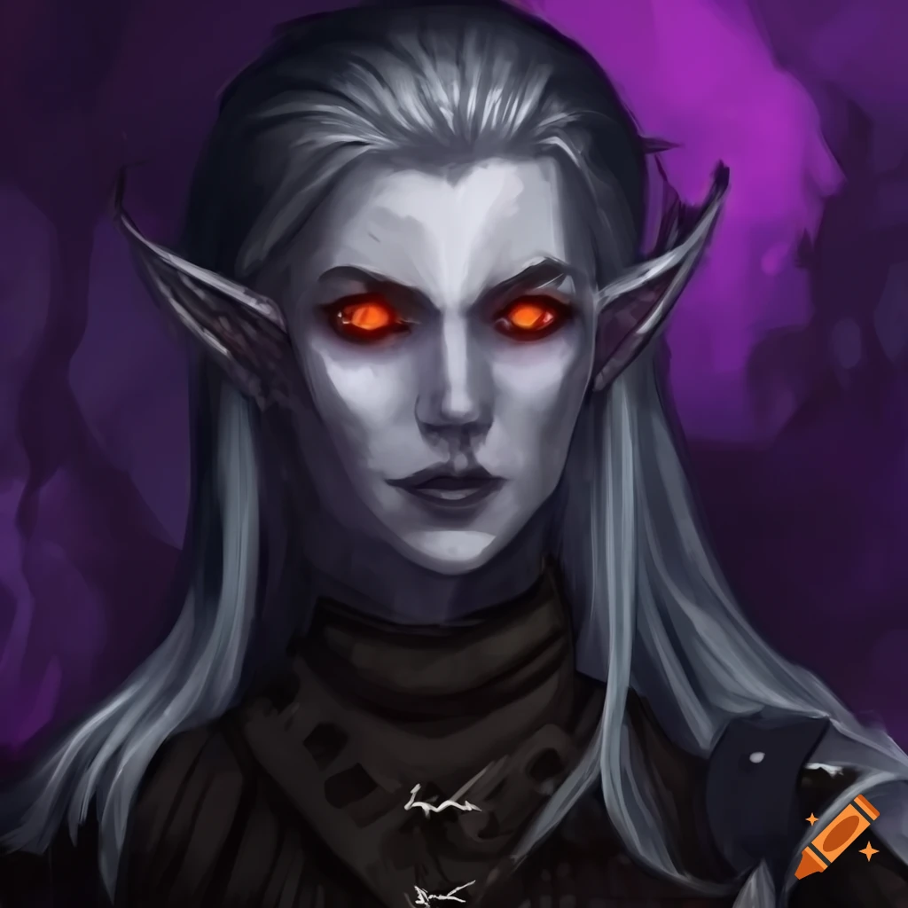 Void elf witcher in dungeon and dragons artstyle on Craiyon