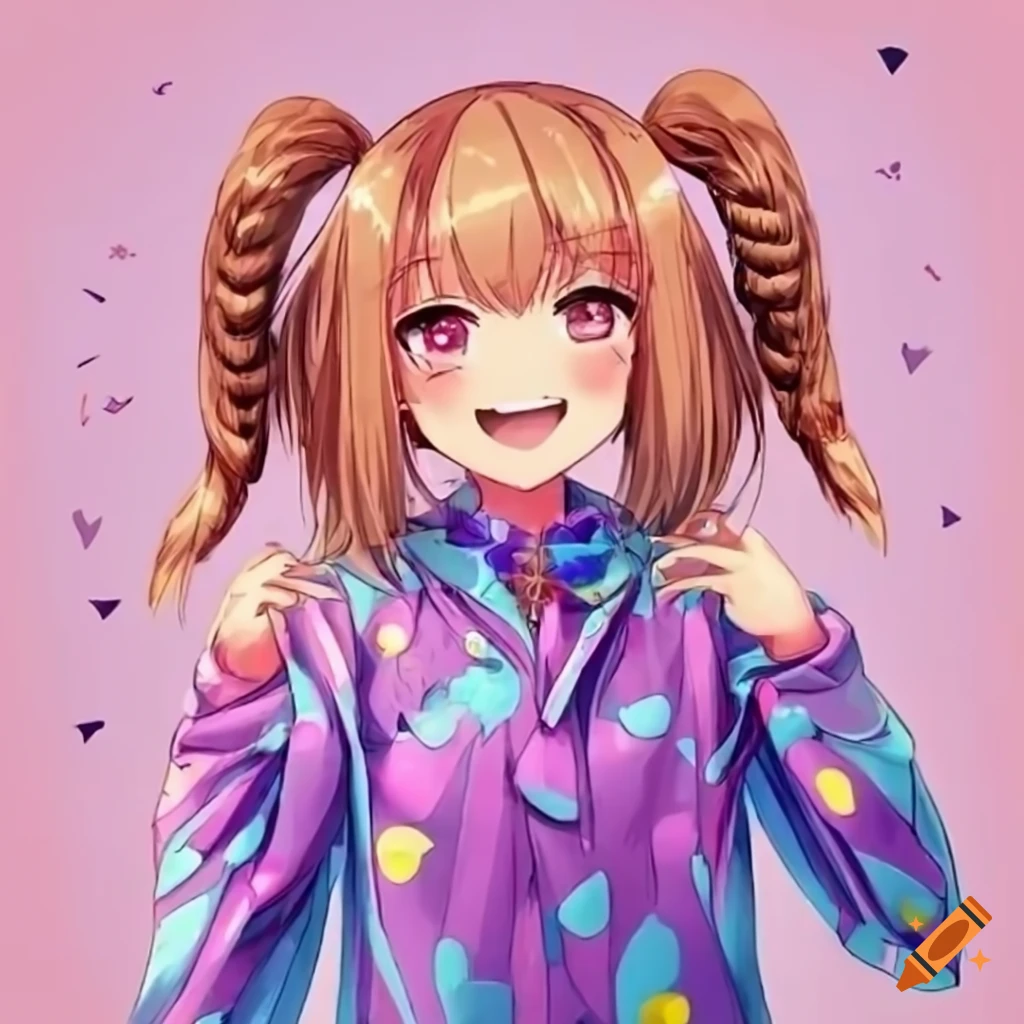 anime-style illustration of a smiling girl in pajamas