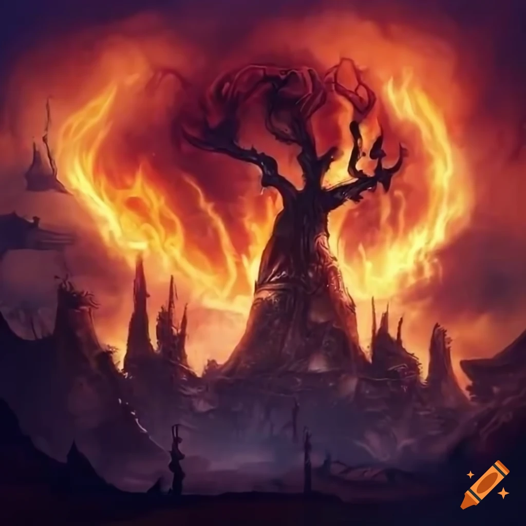 Illustration of an apocalyptic fairytale world on Craiyon