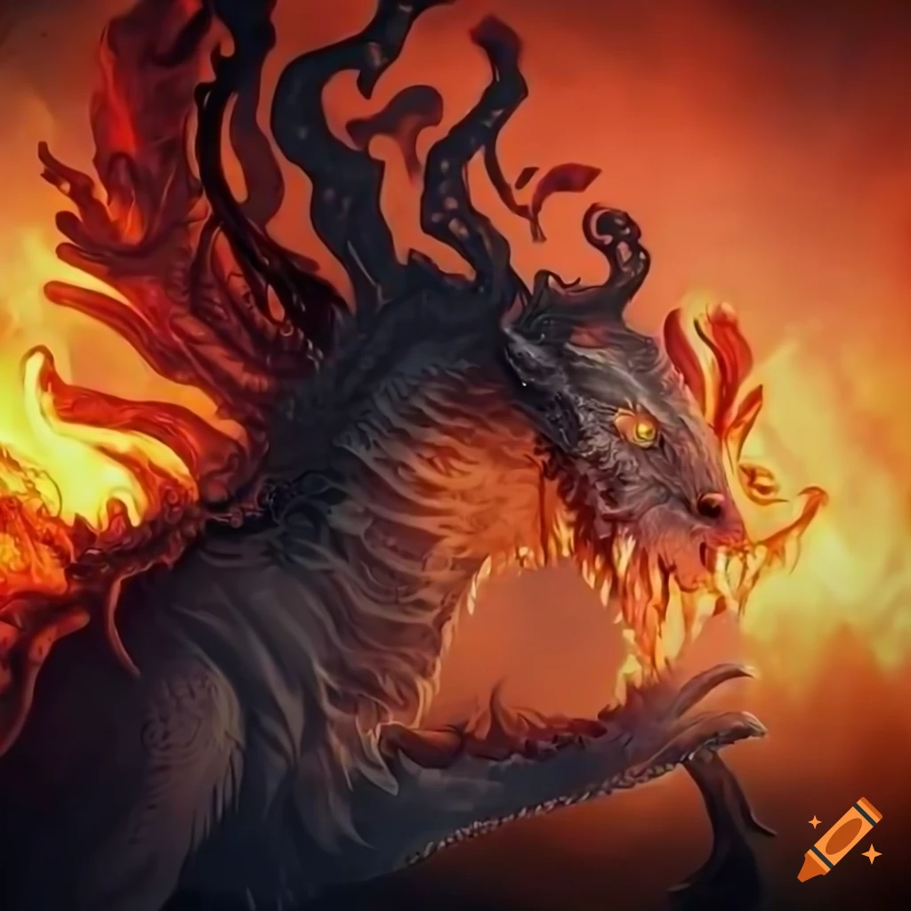 illustration-of-a-mythical-creature-emerging-from-flames-on-craiyon