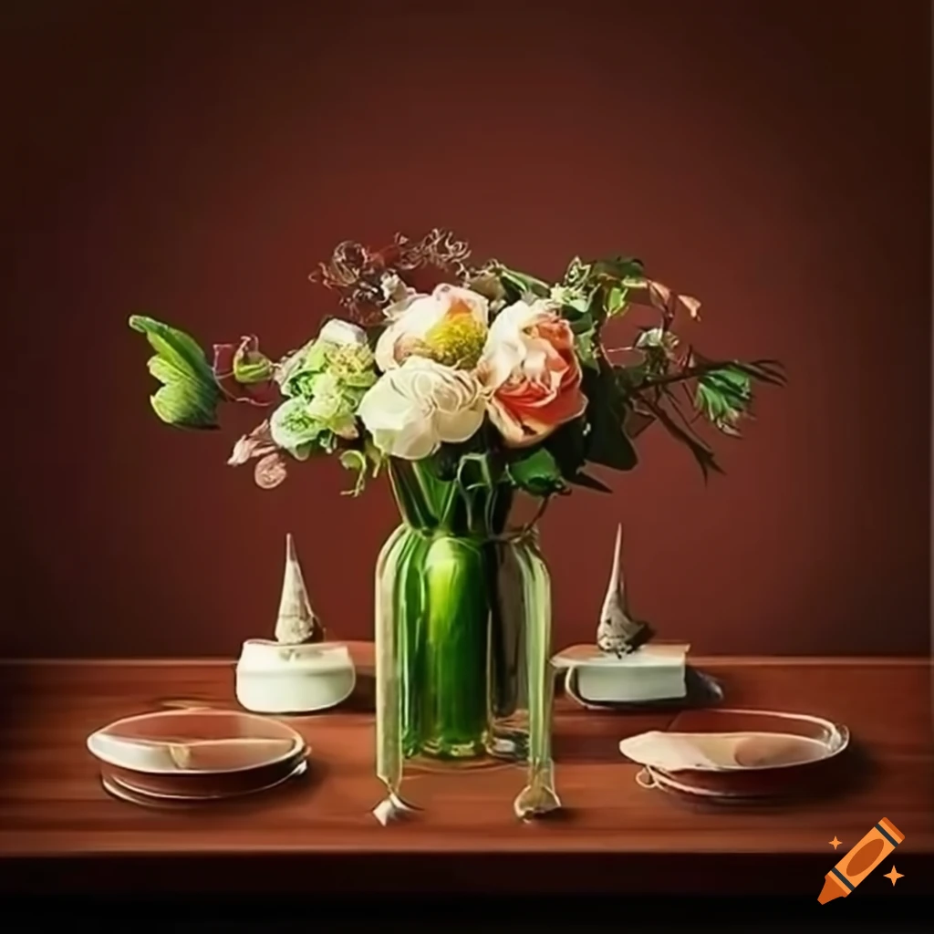 interior arrangement with tables and vases