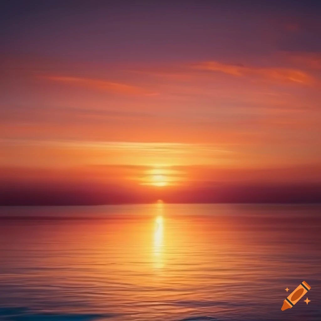 realistic sunset over the sea