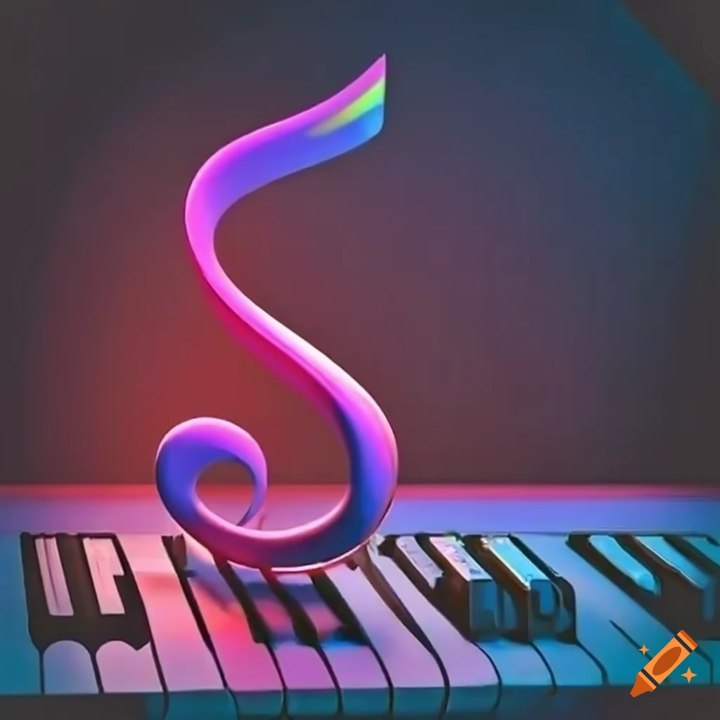 digital art of music notes on a keyboard