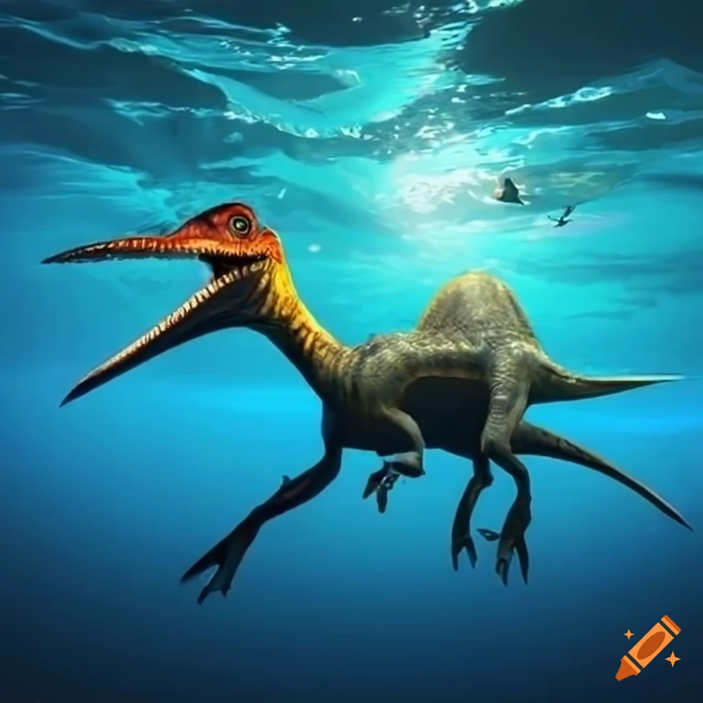 prehistoric hybrid creature swimming in the ocean