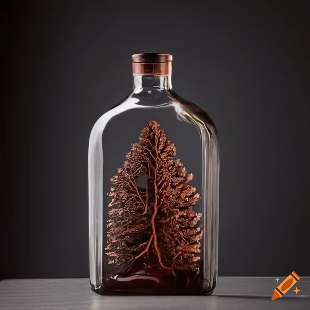 gin bottle with embossed redwood tree design