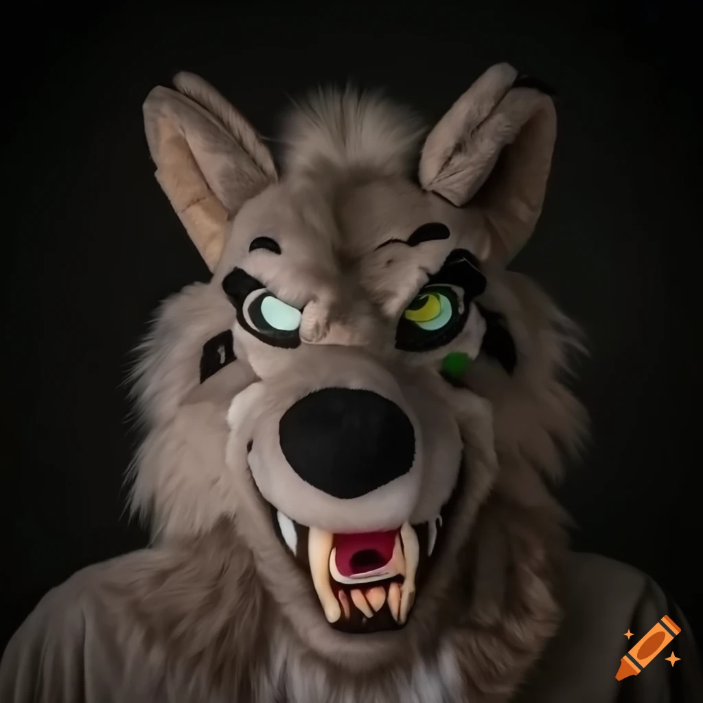 Scary wolf fursuit costume on Craiyon