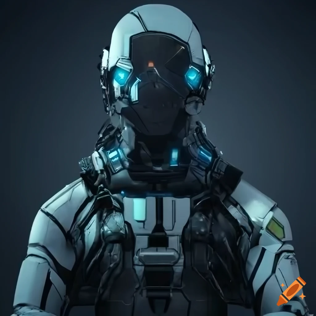man in high-tech suit in a sci-fi laboratory