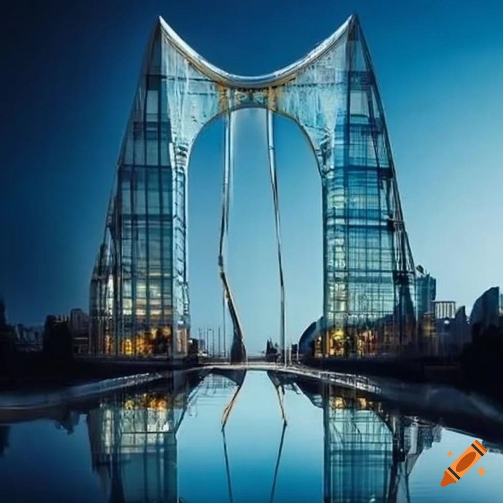 edificio con puente de cristal