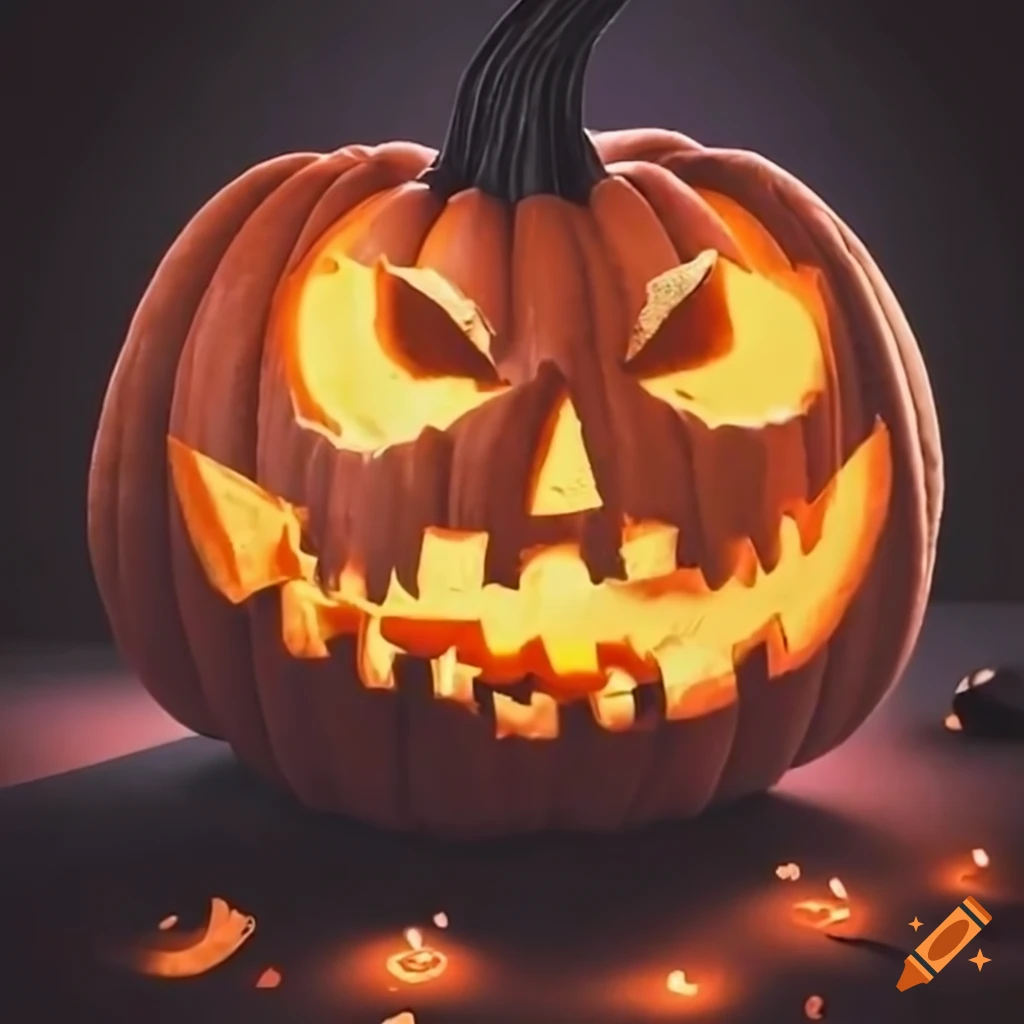 Scary halloween pumpkin with dancing skeletons on Craiyon
