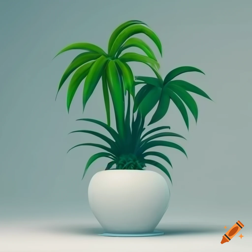 green plant in a unique pot on white background