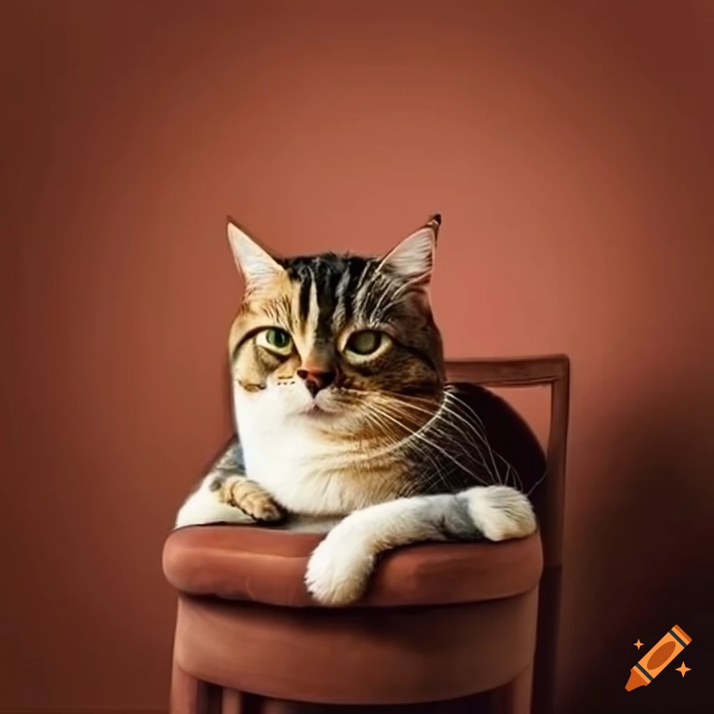 Cat sitting on a chair on Craiyon