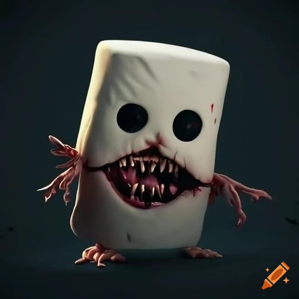Image of a cute but scary marshmallow monster on Craiyon