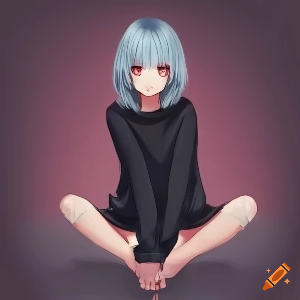 Artwork of an anime girl with red skin and green eyes on Craiyon