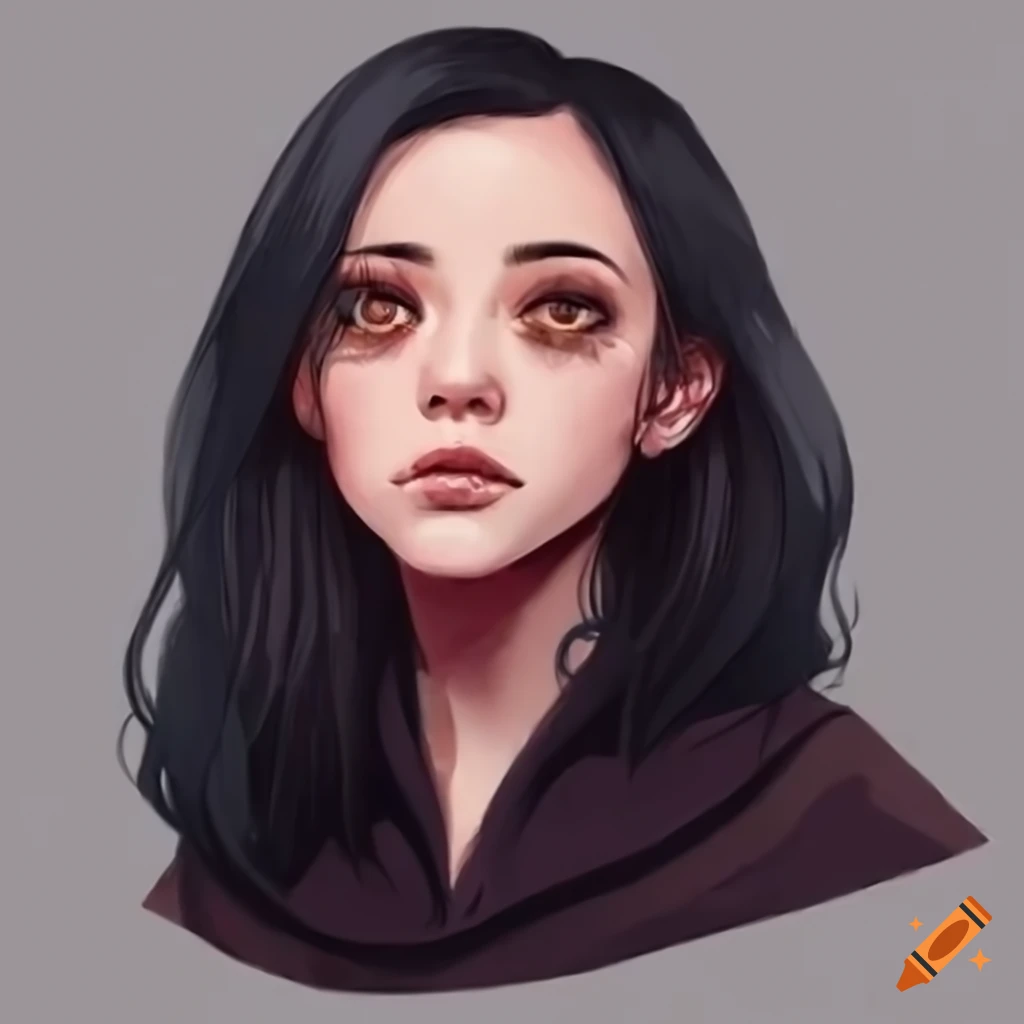 portrait of a woman with brown eyes and black hair