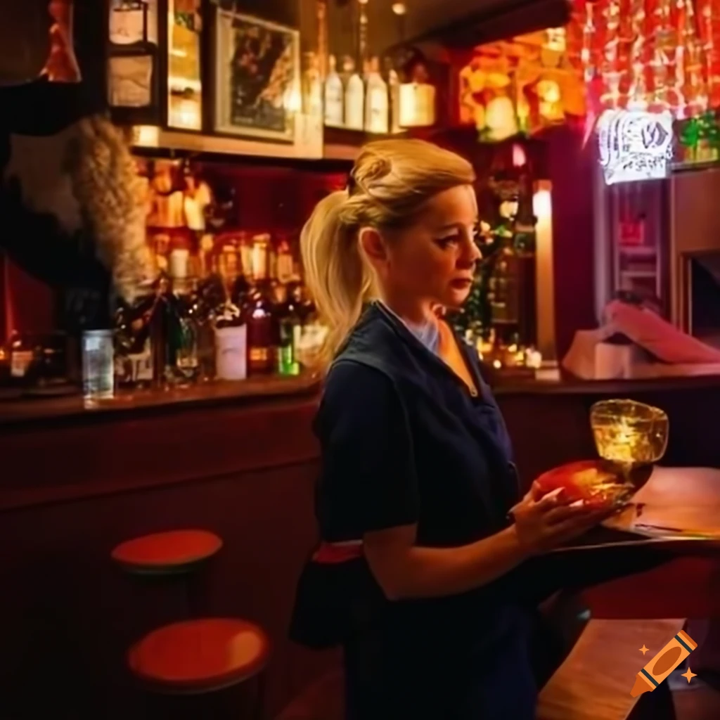 waitress serving customers in a bar named GANDARIAS