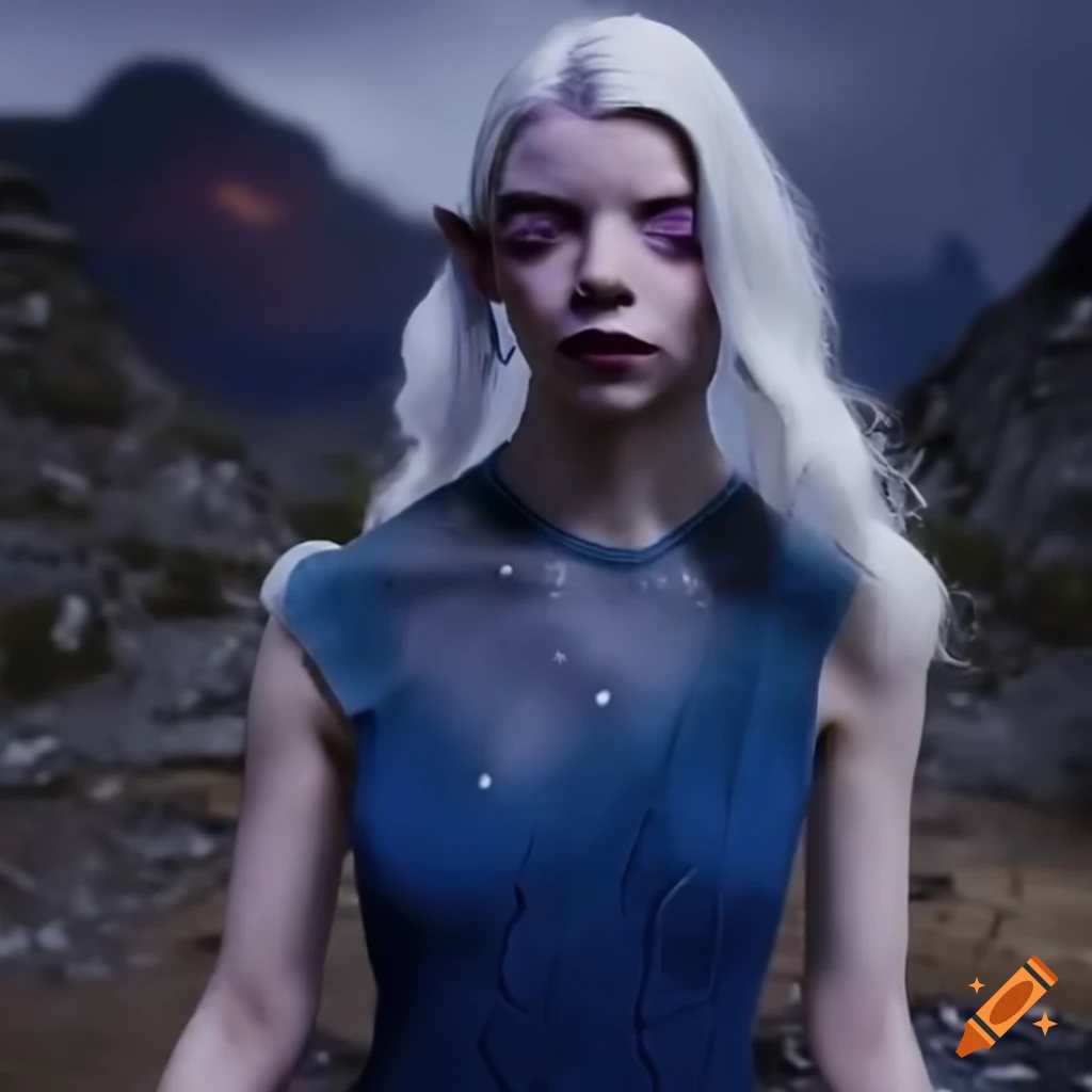 Character Design Of A Dark Blue Skinned Alien Girl With Purple Eyes And White Hair On Craiyon 3372