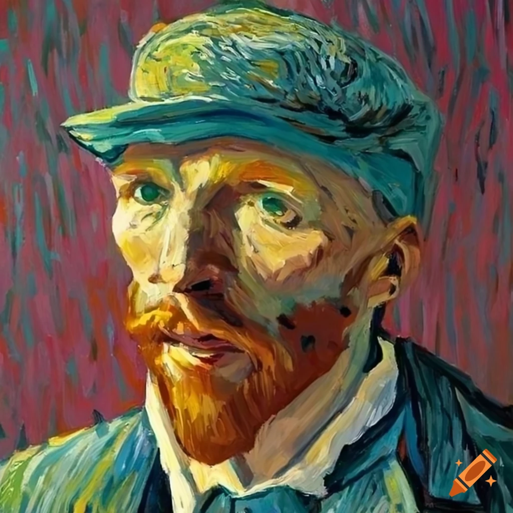 painting of an American football player in van Gogh style