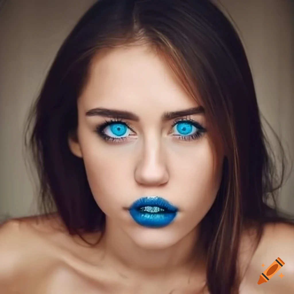 Portrait of a beautiful woman with tan skin and blue catlike eyes