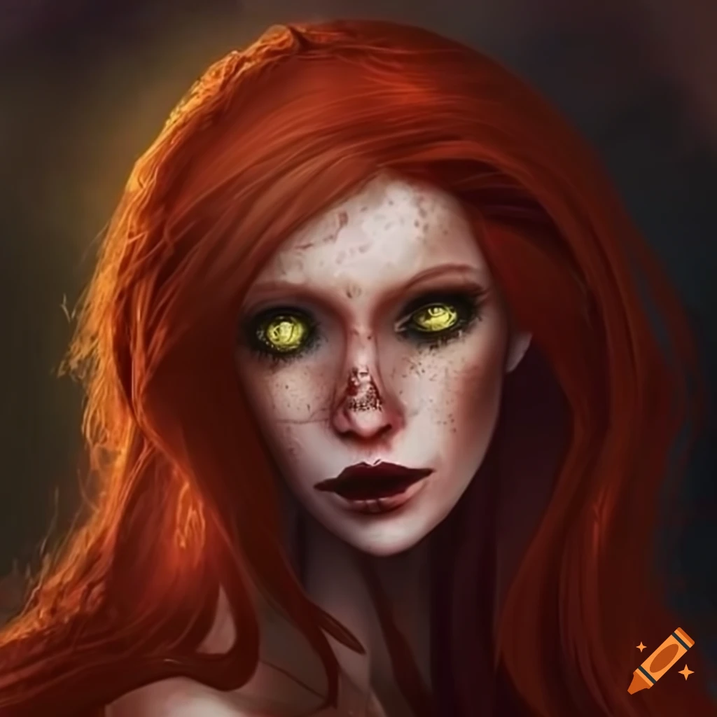 image of a haunting redhead with elven features