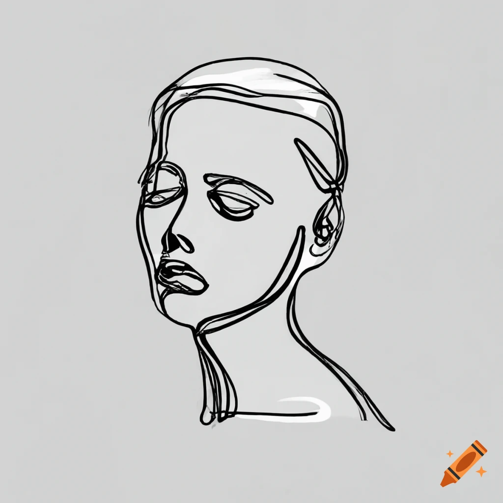 single line drawing of a sad face