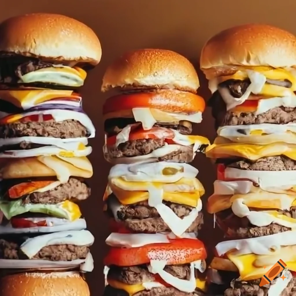 tower of cheeseburgers