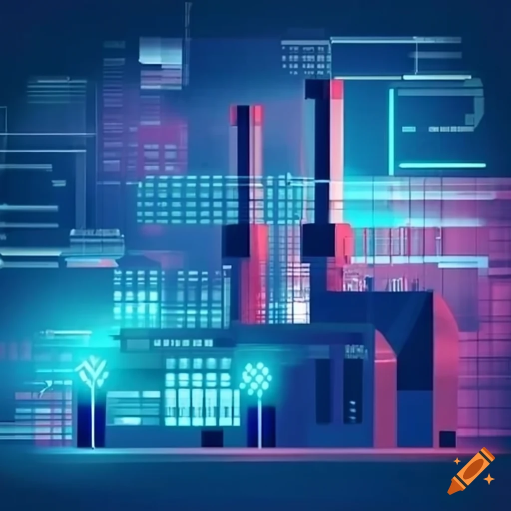 modern factory buzzing with data