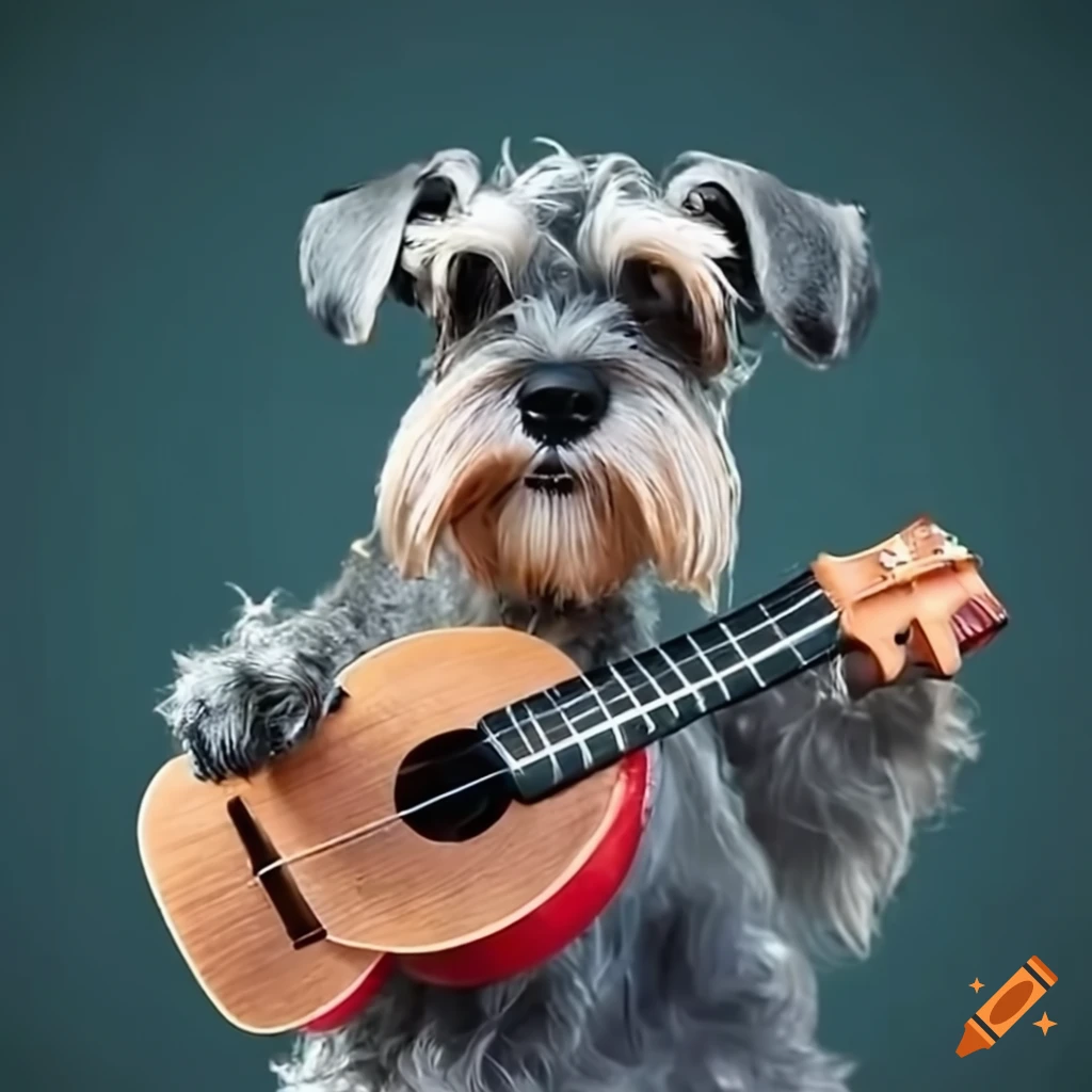 Cairn terrier with a stratocaster guitar on craiyon